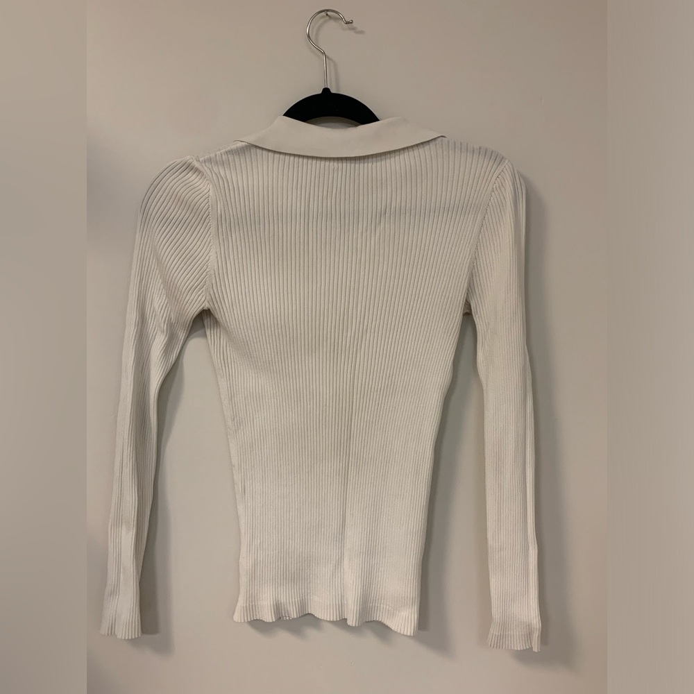 Babaton White Ribbed Button-Up Top - image 5